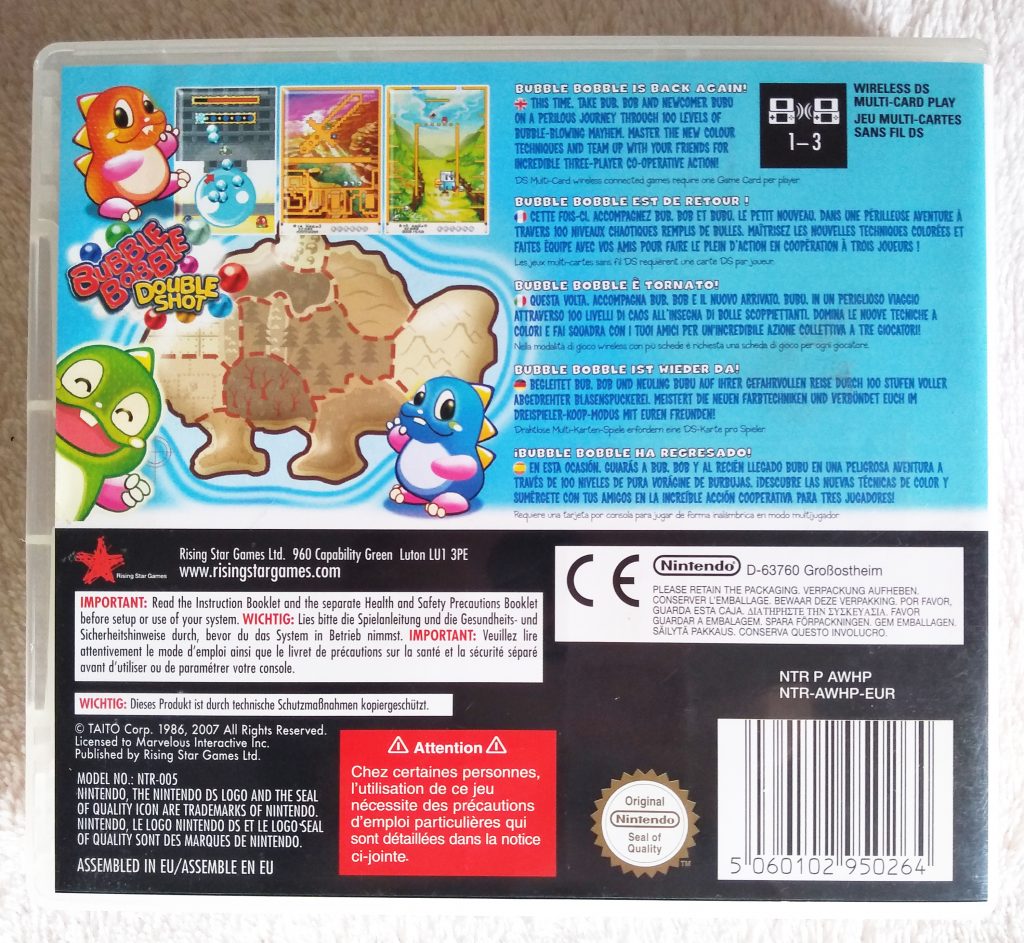 Bubble Bobble Double Shot (DS) - Back of the box