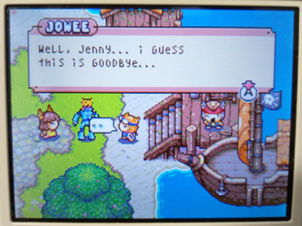 Drawn to Life screenshot of Jowee's goodbye, Village Mode (bottom 3DS screen).