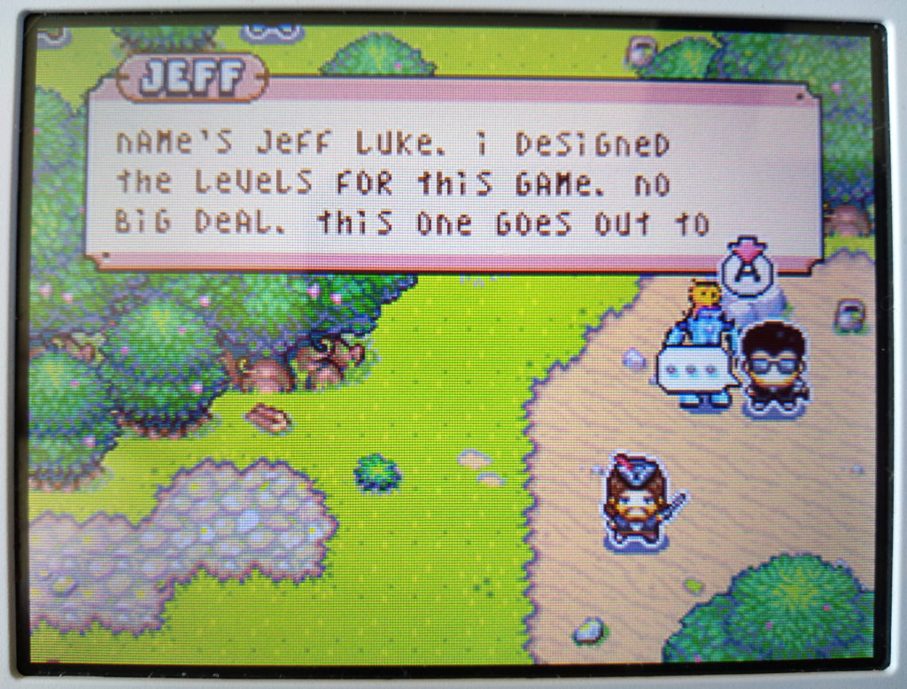 Drawn to Life screenshot of Jeff Luke in Developers Grove, Village Mode (bottom 3DS screen).