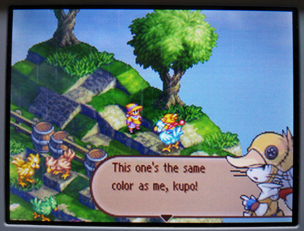 Screenshot of coloured Chocobo (bottom DS screen)